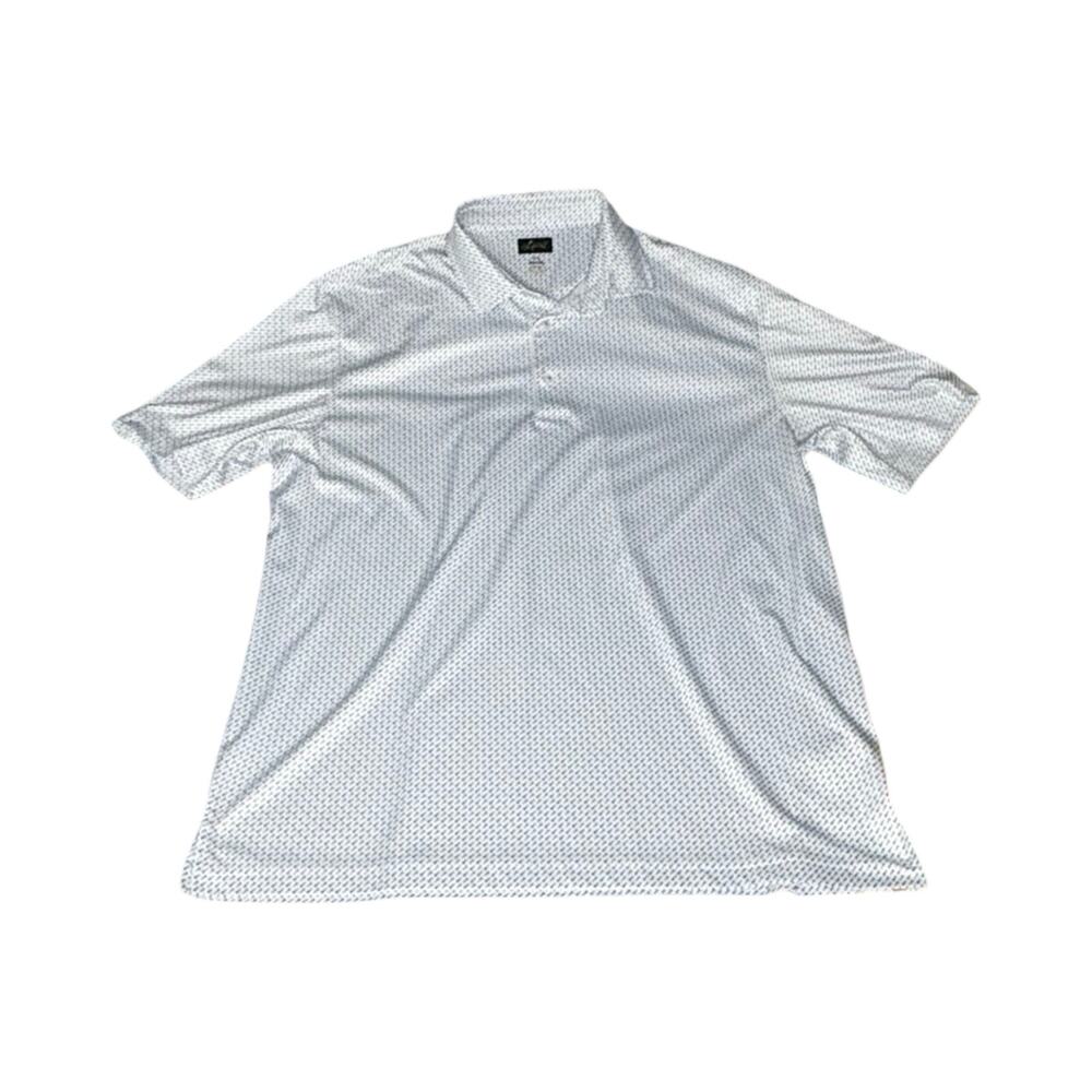 Greg Norman Men's Golf Tee Print Performance Polo Shirt White/Blue - Size XL